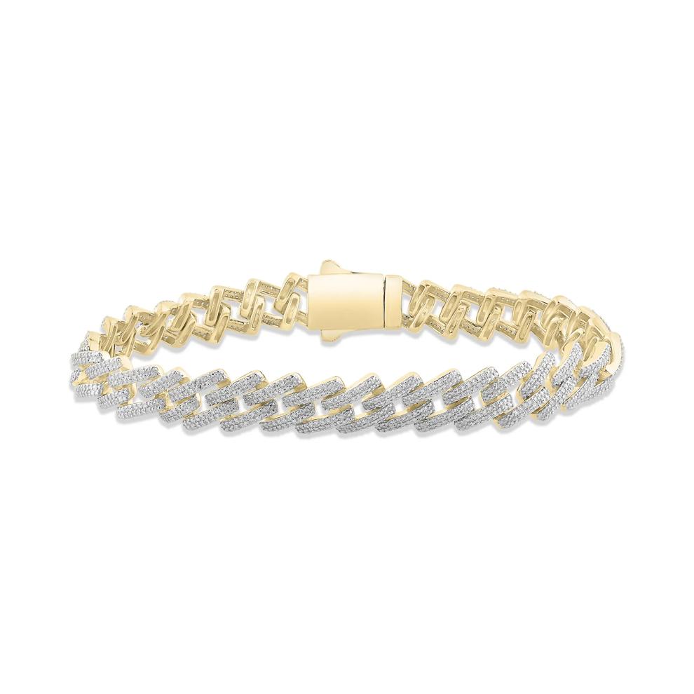 Men's Lab Grown Diamond Curb Link Bracelet in 10K Yellow Gold, 8.5" (2 ct. tw.) – Image 1 of 2