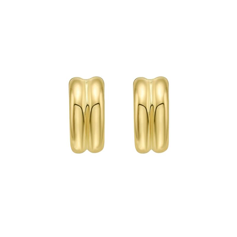 Double Row Huggie Hoop Earrings in 14K Yellow Gold – Image 2 of 2