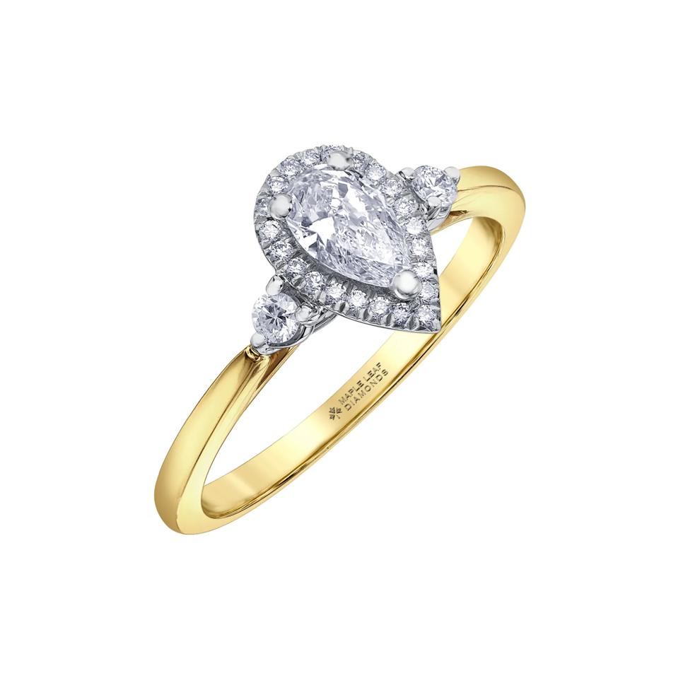 Pear-Shaped Diamond Halo Engagement Ring in 14K Yellow Gold (3/4 ct. tw.) – Image 4 of 7