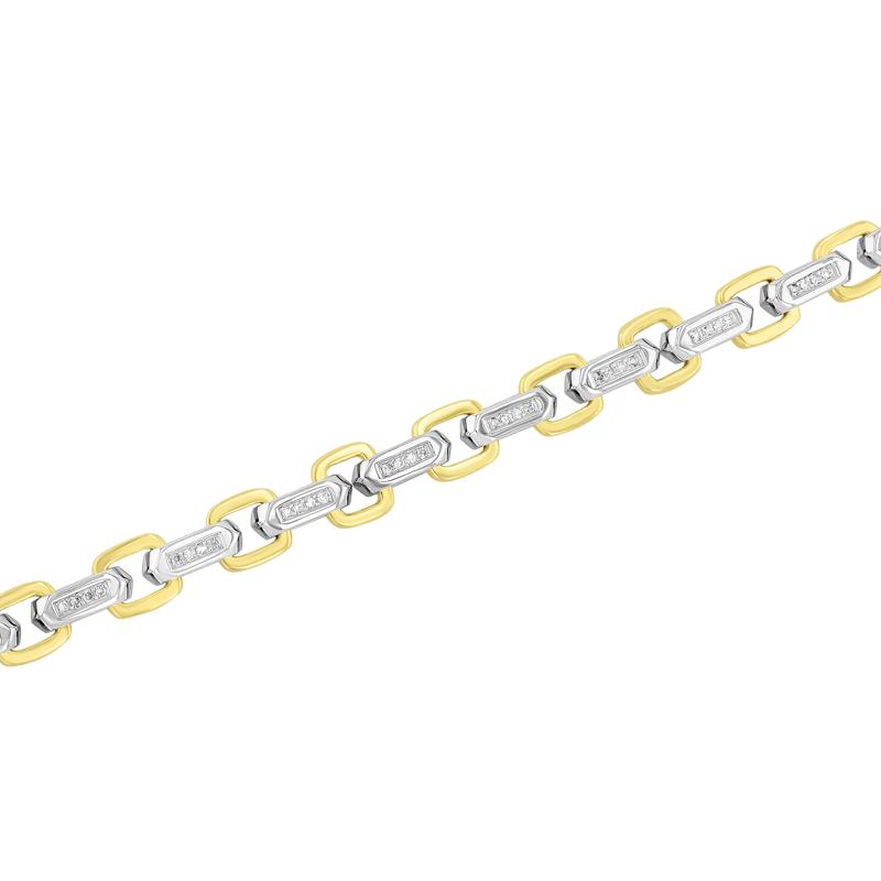 Men&#39;s Diamond Link Chain Bracelet in Sterling Silver and Vermeil &#40;1/3 ct. tw.&#41; – Image 2 of 3