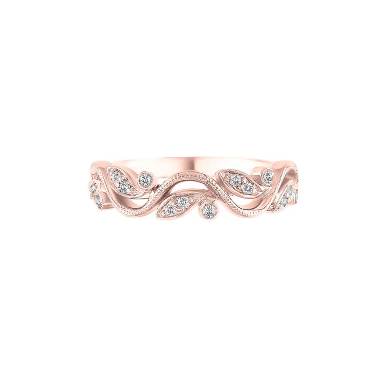 Vine Ring with Diamonds in 10K Rose Gold &#40;1/8 ct. tw.&#41; – Image 1 of 3
