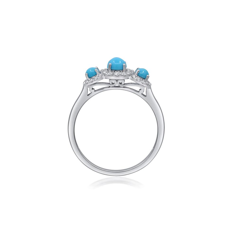 Turquoise and Diamond Three-Stone Ring in 10K White Gold (1/5 ct. tw.) – Image 2 of 5