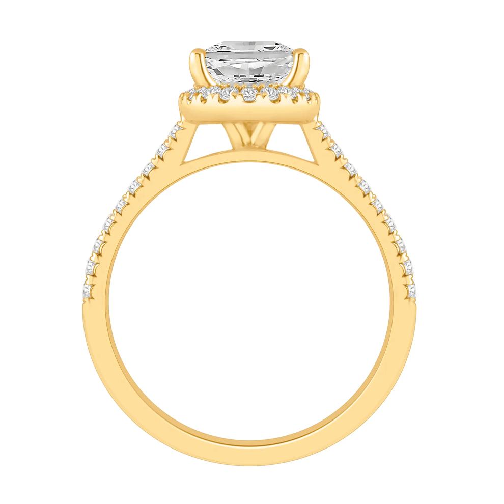 Lab Grown Diamond Oval Halo Engagement Ring in 14K Yellow Gold (3 ct. tw.) – Image 2 of 4
