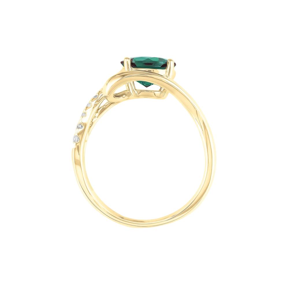 Lab-Created Alexandrite and Diamond Ring in 10K Yellow Gold  – Image 2 of 3