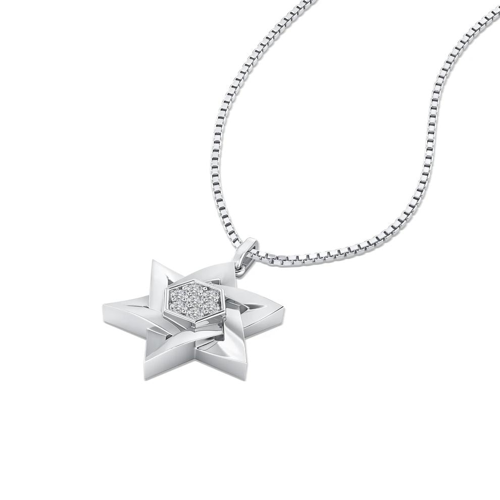 Men's Diamond Star of David Pendant Necklace in Sterling Silver (1/4 ct. tw.) – Image 4 of 4