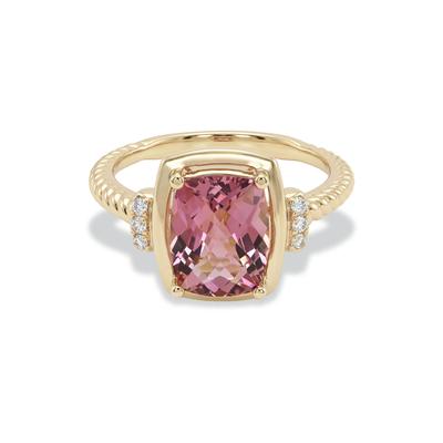 Pink Tourmaline & Diamond Accent Ring in 10K Yellow Gold