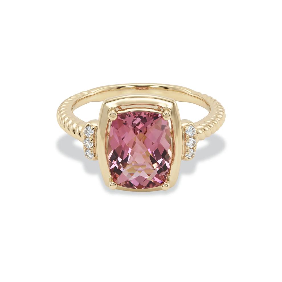 Pink Tourmaline &amp; Diamond Accent Ring in 10K Yellow Gold – Image 1 of 4