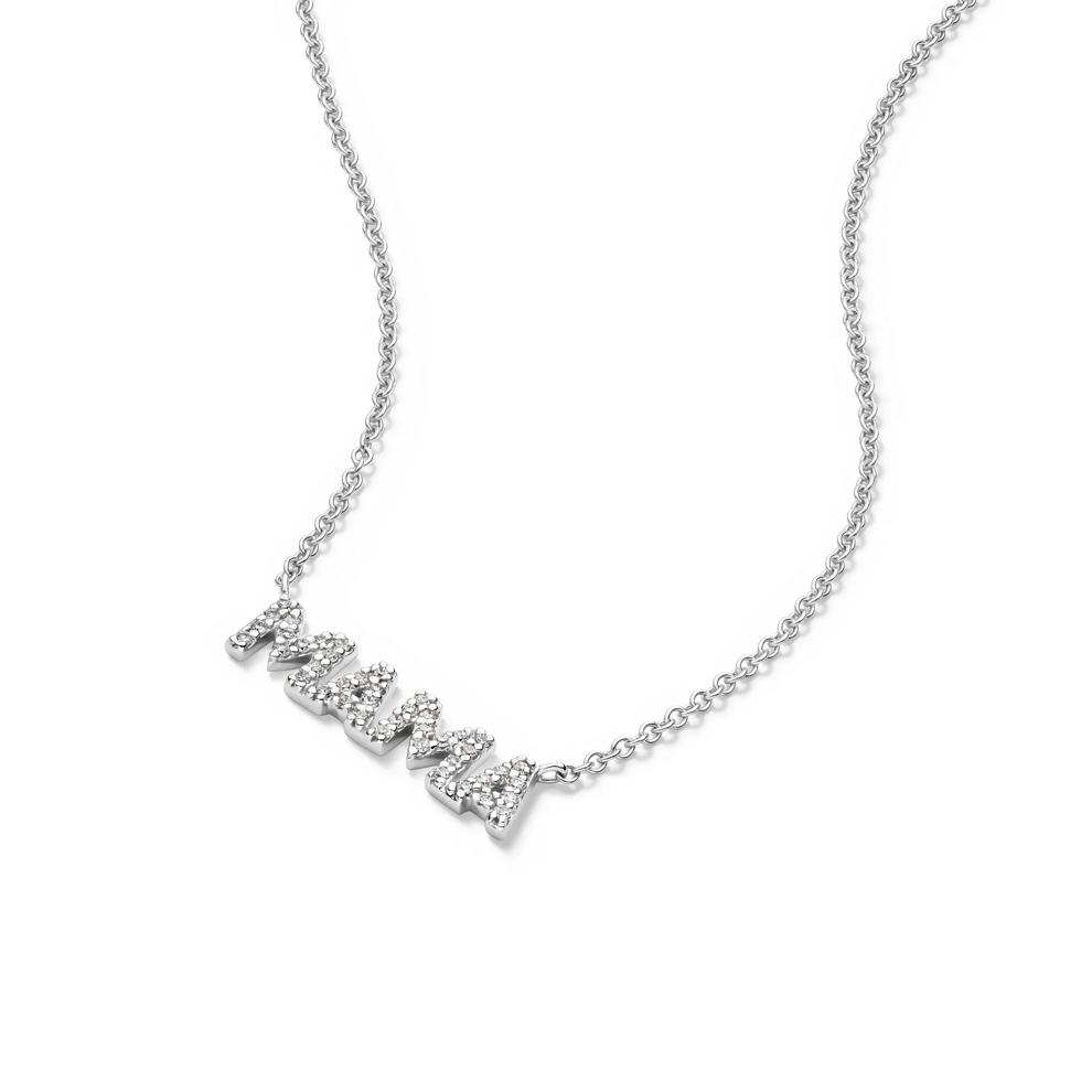 Diamond MAMA Necklace in 10K White Gold (1/10 ct. tw.) – Image 3 of 4