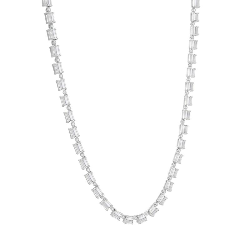 Lab-Created White Sapphire Tennis Necklace in Sterling Silver – Image 5 of 5