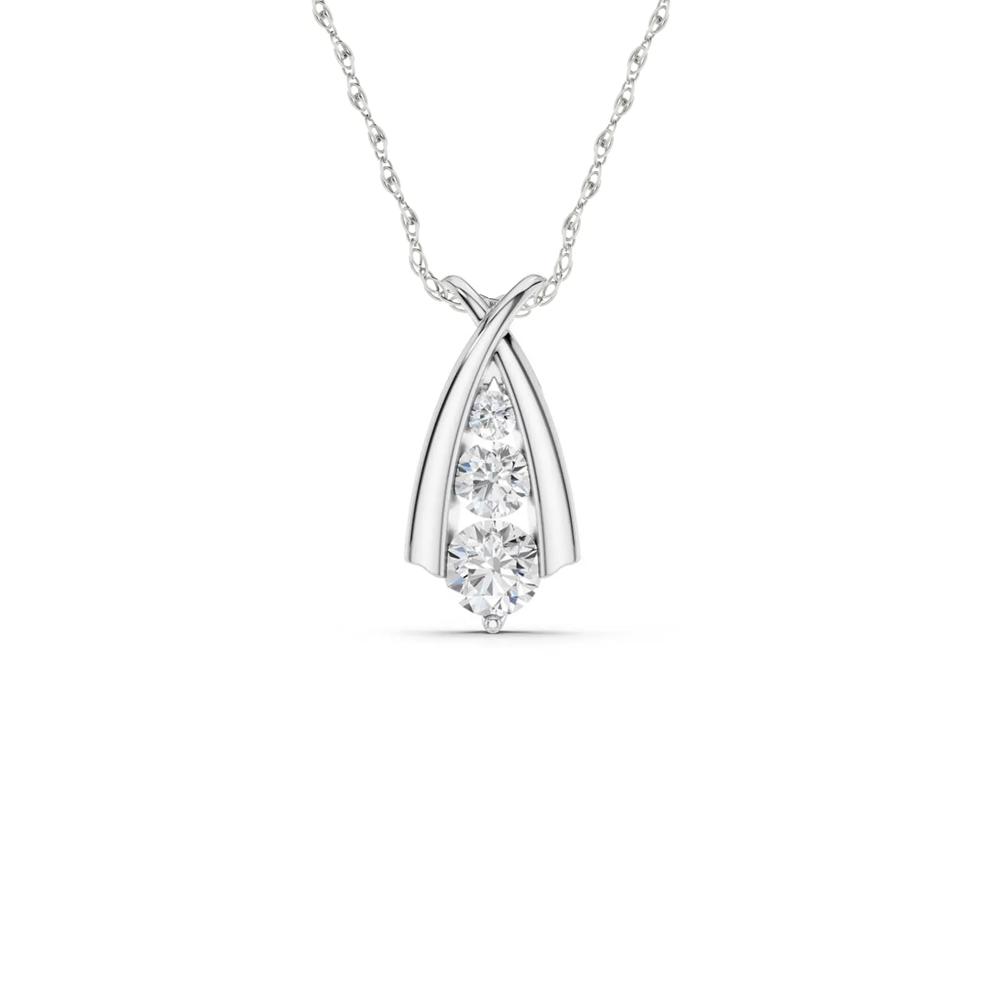 Lab Grown Diamond Three-Stone Pendant in 10K White Gold (1/2 ct. tw.) – Image 1 of 4