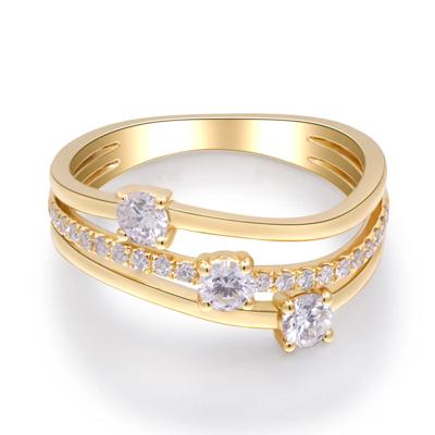 Diamond Three-Row Ring in 10K Yellow Gold (1/2 ct. tw.)