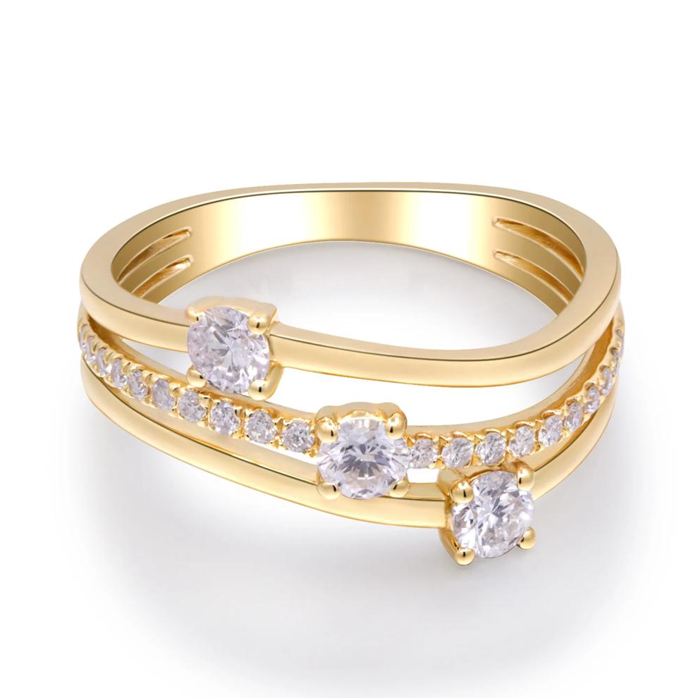 Diamond Three-Row Ring in 10K Yellow Gold (1/2 ct. tw.) – Image 1 of 5