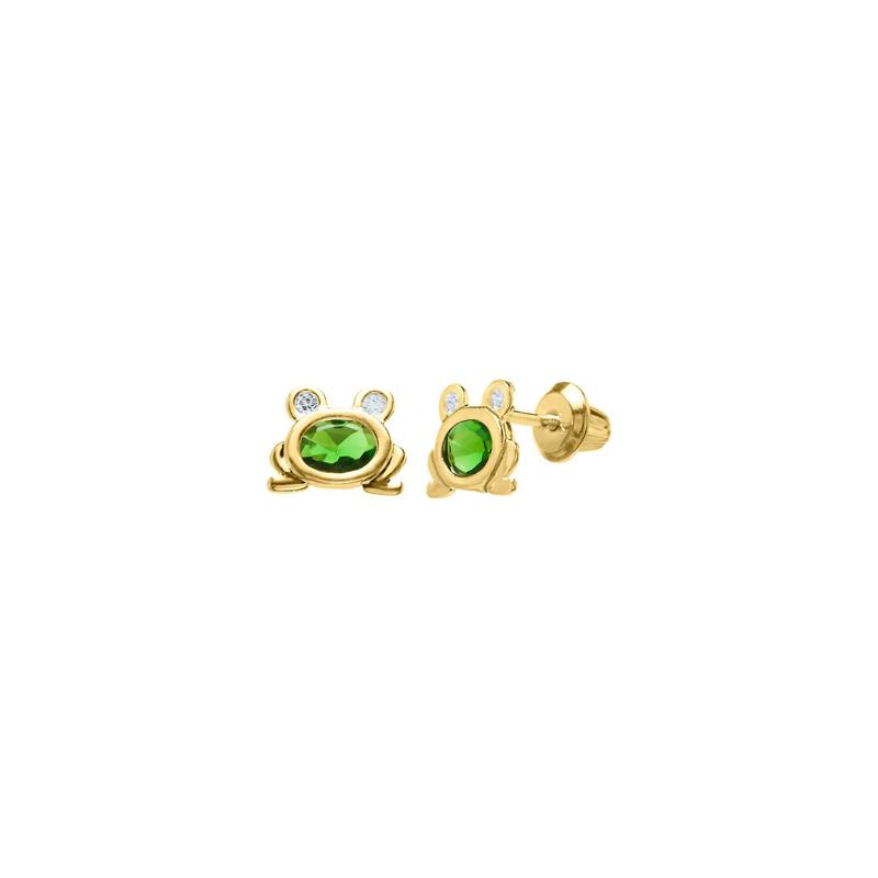 Children&#39;s Frog Earrings in 14K Yellow Gold – Image 1 of 1