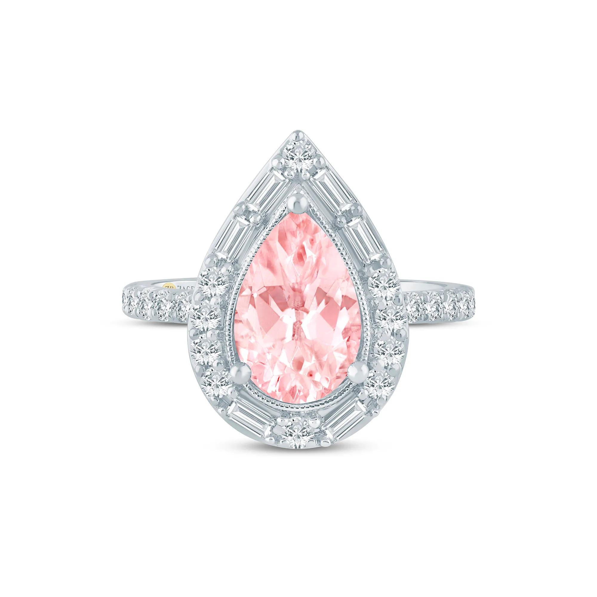 Colette Lab Grown Diamond Pink Pear-Shaped Halo Engagement Ring in