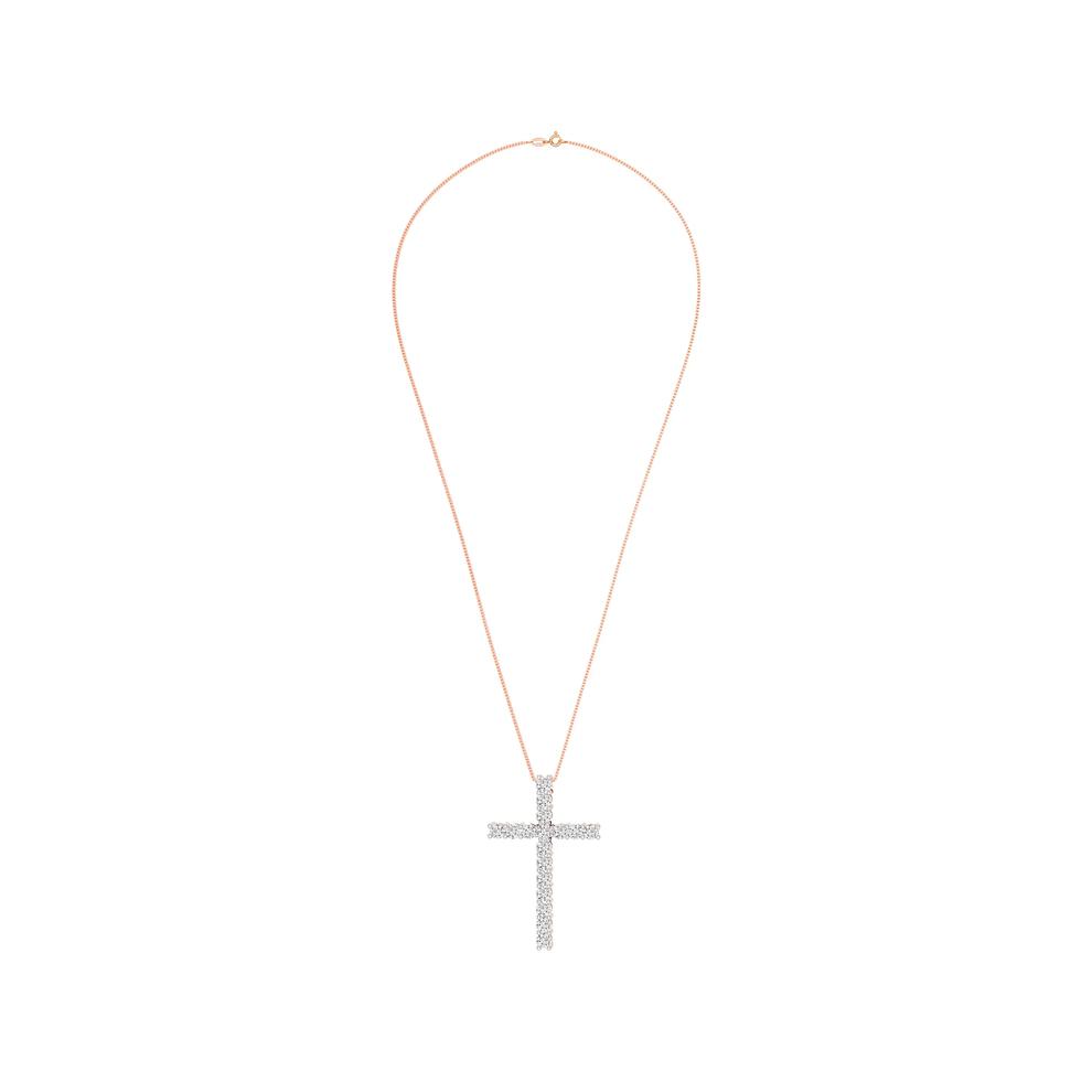 Lab Grown Diamond Cross Necklace in 10K Rose Gold (1 ct. tw.) – Image 2 of 4