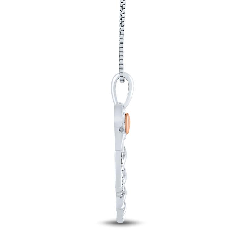 Diamond Accent Nurse Caduceus Pendant in Sterling Silver and 14K Rose Gold – Image 2 of 4