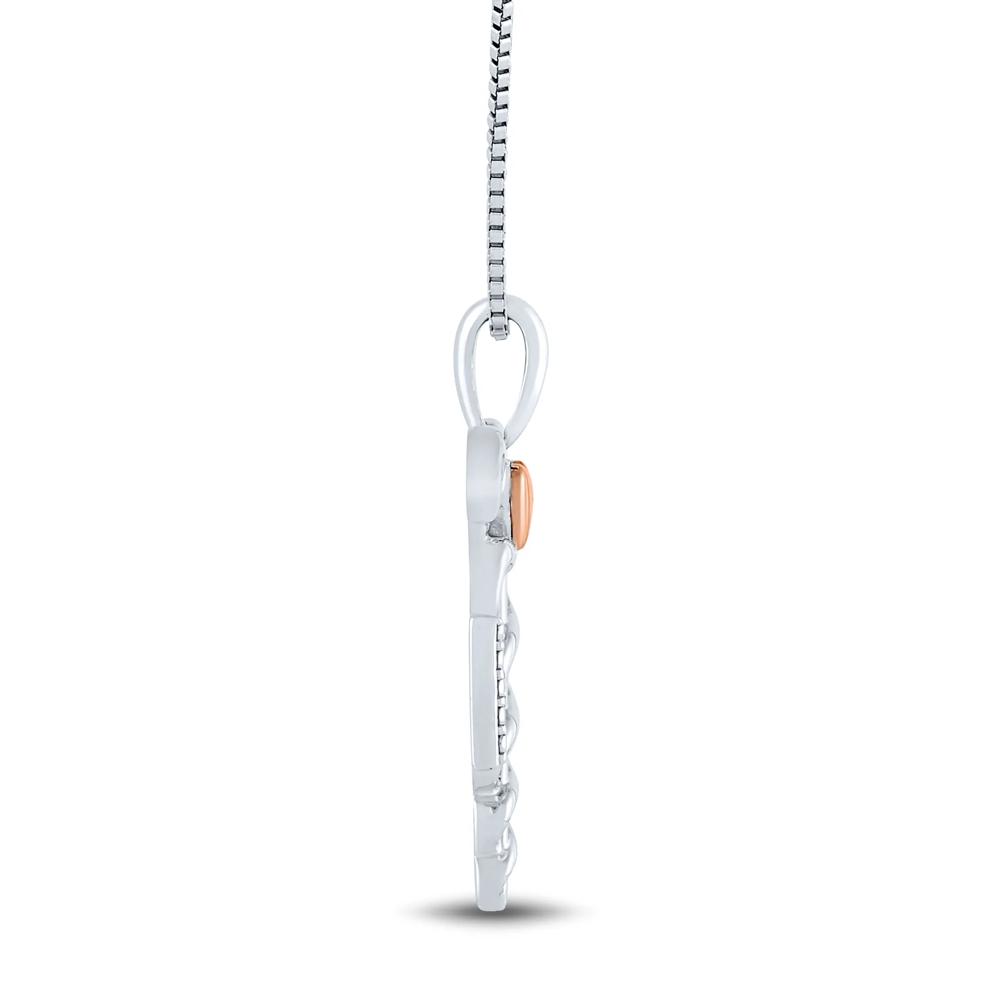 Diamond Accent Nurse Caduceus Pendant in Sterling Silver and 14K Rose Gold – Image 2 of 4