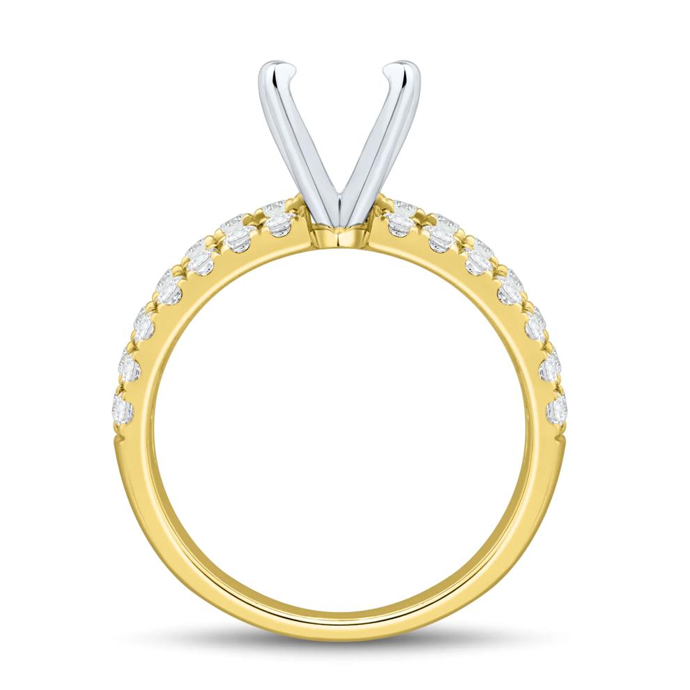 Lab Grown Diamond Triple Row Semi-Mount Engagement Ring in 14K Yellow &amp; White Gold (1 1/4 ct. tw.) (Setting Only) – Image 3 of 6