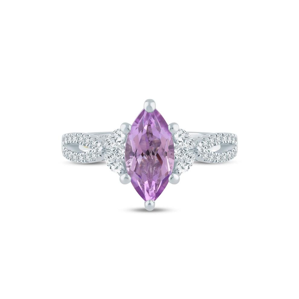 Heidi Pink Amethyst &amp; Lab Grown Diamond  Engagement Ring in 14K White &amp; Yellow Gold (1/2 ct. tw.) – Image 1 of 3