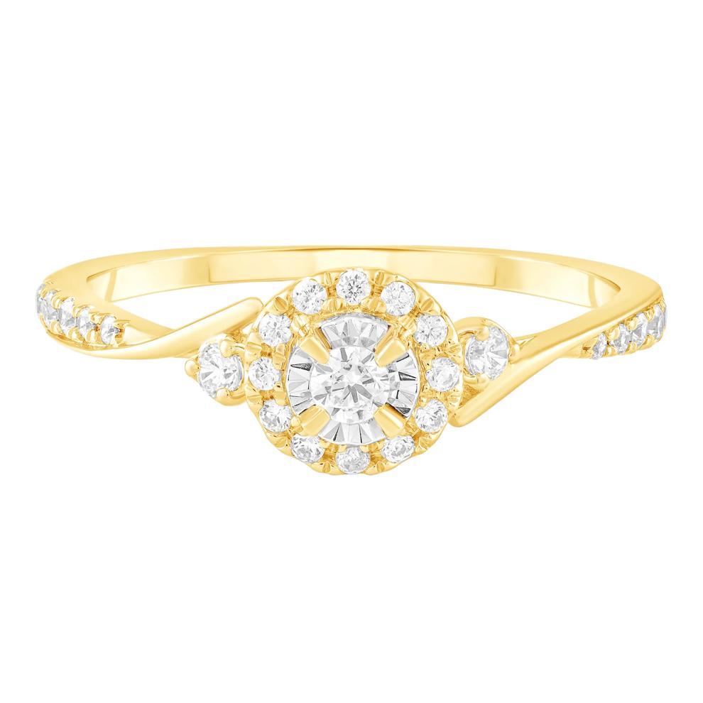 Round Diamond Halo Promise Ring in 10K Yellow Gold (1/4 ct. tw.) – Image 1 of 3