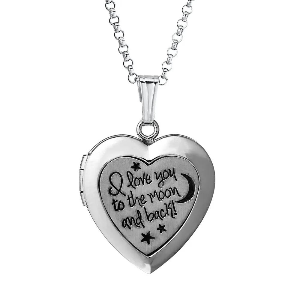 I Love You to the Moon and Back Heart Locket in Sterling Silver – Image 1 of 1