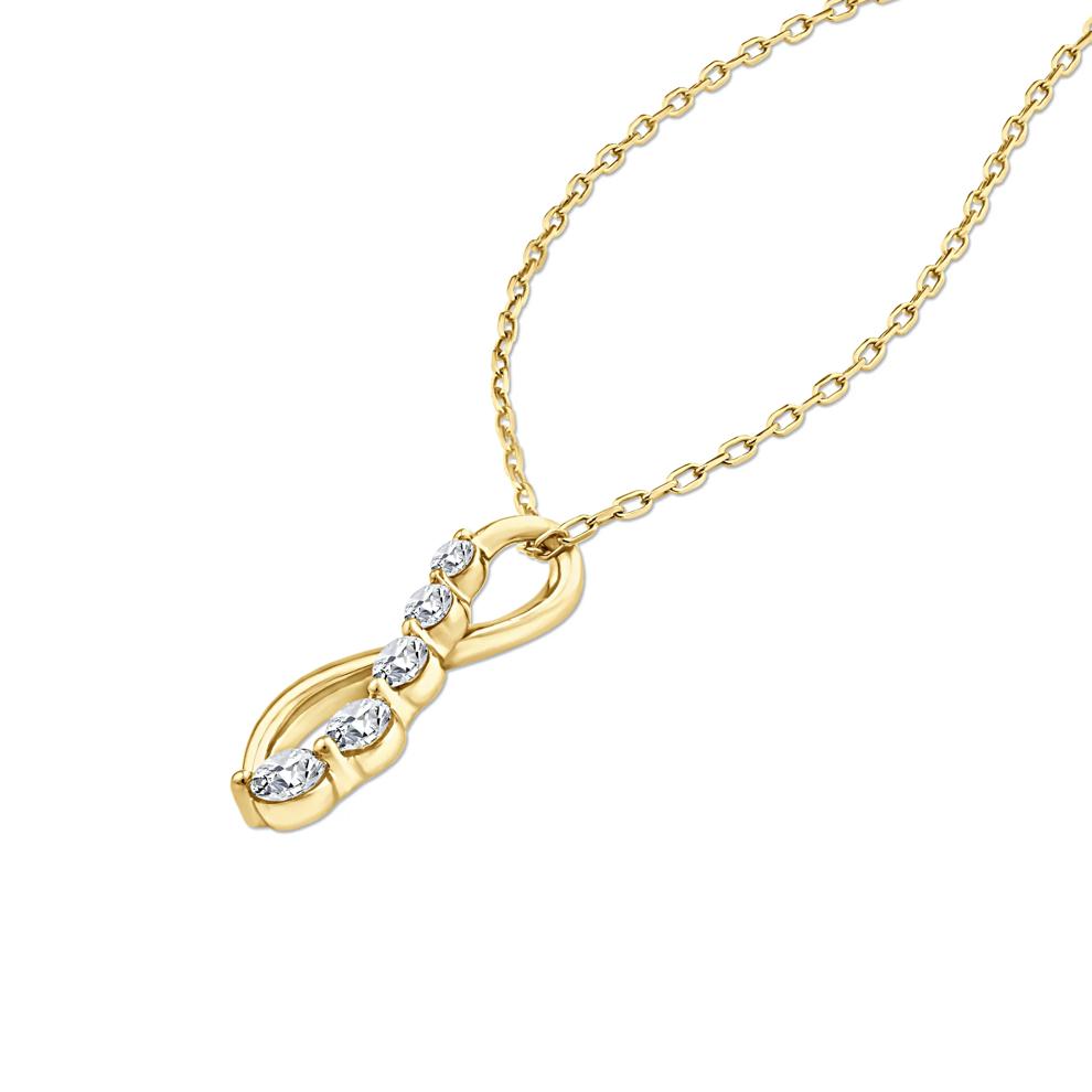 Diamond Five-Stone Drop Pendant in 10K Yellow Gold (1/3 ct. tw.) – Image 4 of 4