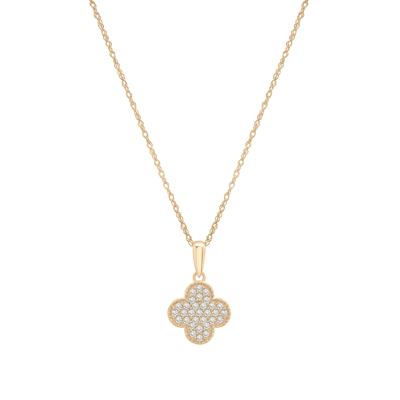 Diamond Clover Necklace in 10K Yellow Gold (1/7 ct. tw.)