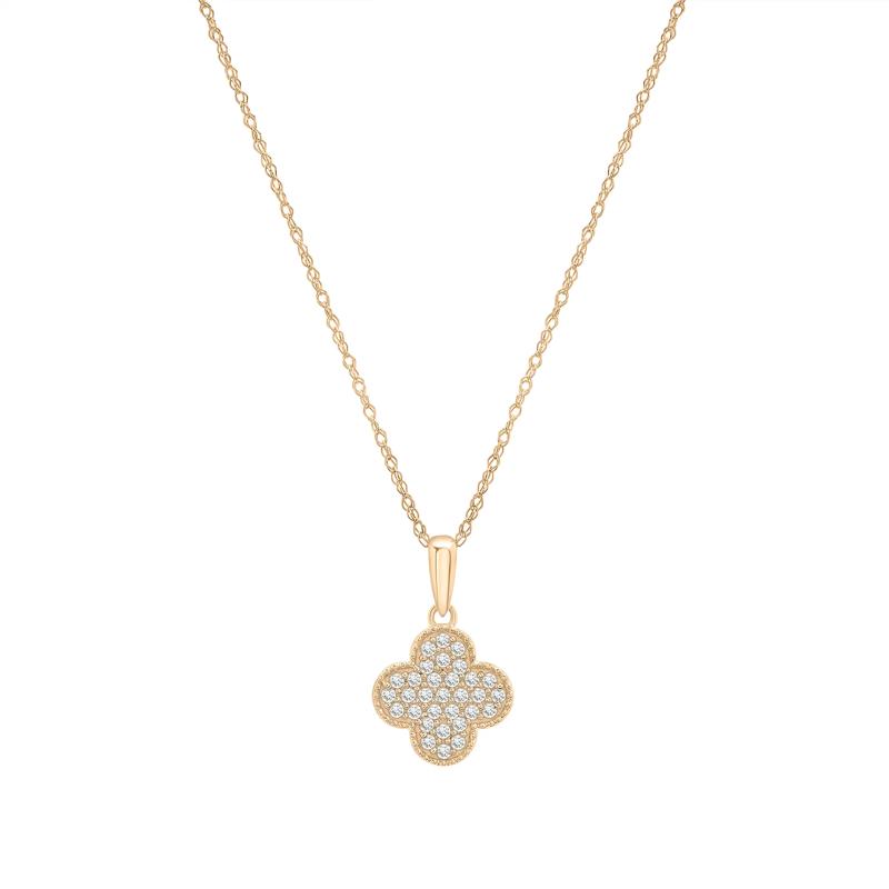 Diamond Clover Necklace in 10K Yellow Gold (1/7 ct. tw.) – Image 1 of 4