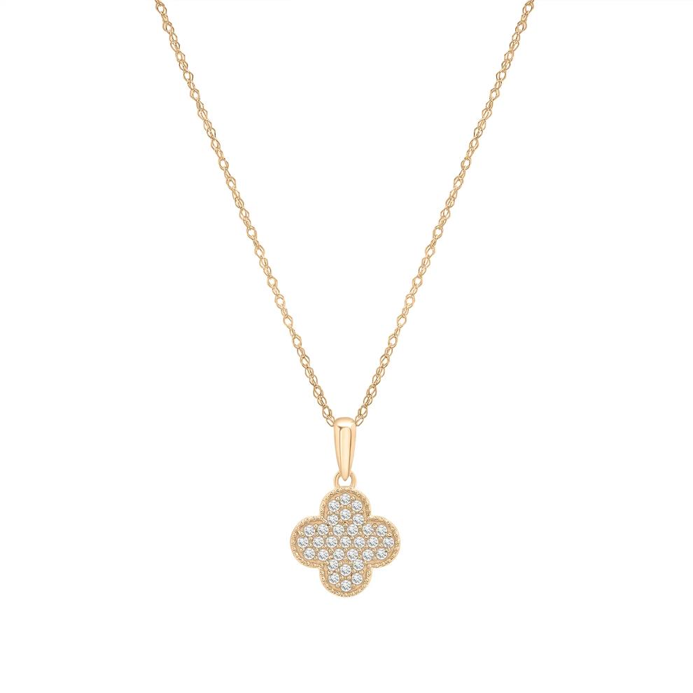 Diamond Clover Necklace in 10K Yellow Gold (1/7 ct. tw.) – Image 1 of 4