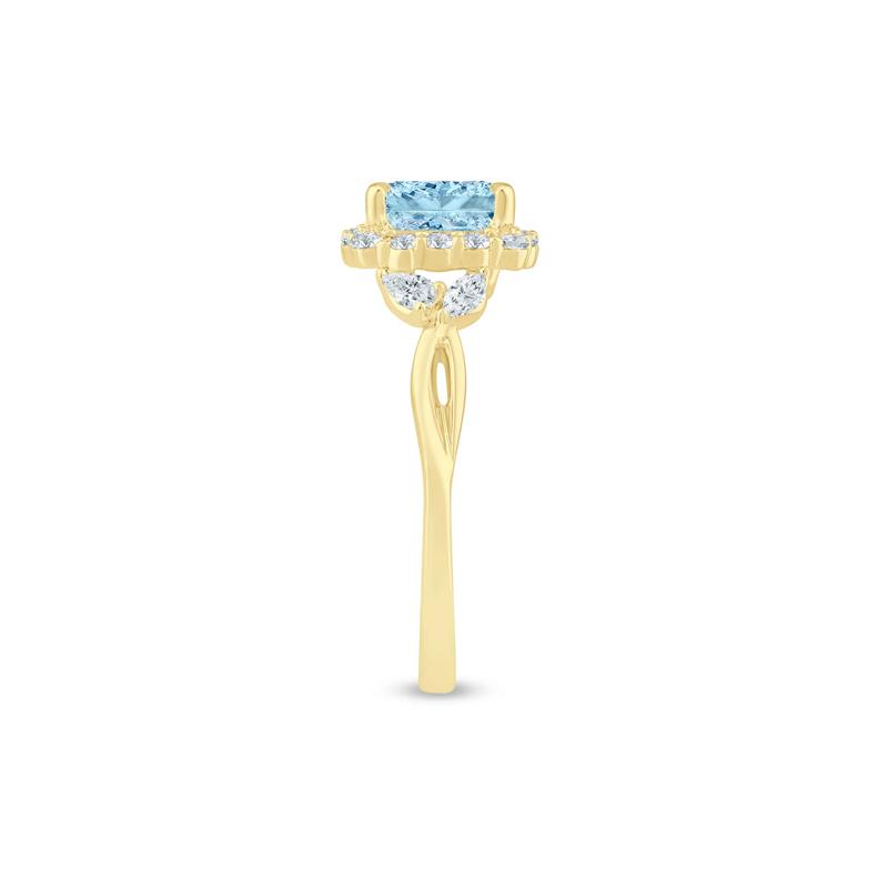 Lab Grown Blue Diamond Halo Engagement Ring in 14K Yellow Gold &#40;1 7/8 ct. tw.&#41; – Image 3 of 3