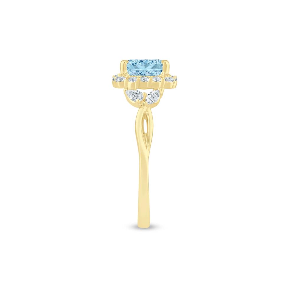Lab Grown Blue Diamond Halo Engagement Ring in 14K Yellow Gold (1 7/8 ct. tw.) – Image 3 of 3