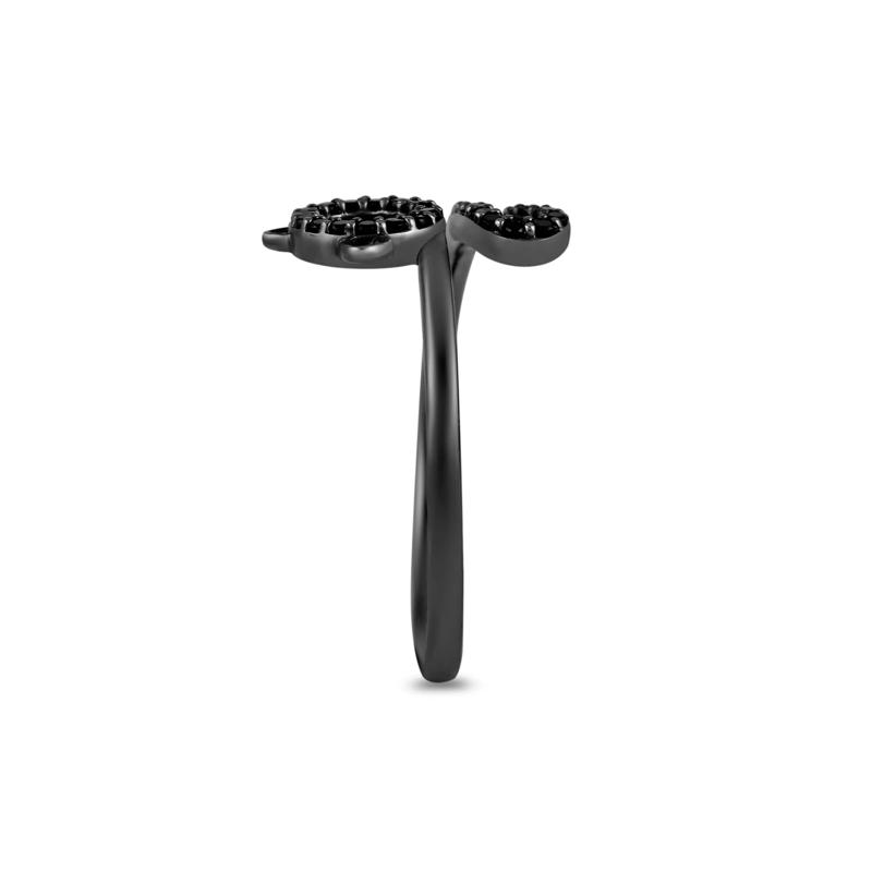 Black Diamond Cat Bypass Ring in Sterling Silver &#40;1/5 ct. tw.&#41; – Image 3 of 4