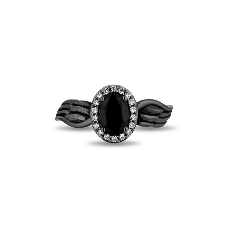 Maleficent Onyx and Diamond Ring in Sterling Silver – Image 1 of 4