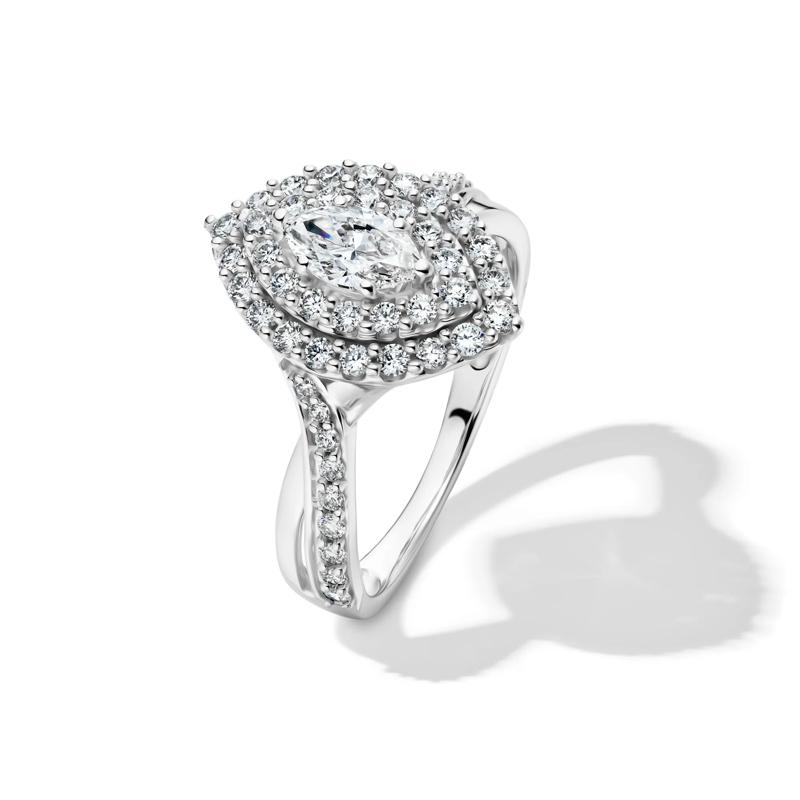Marquise Diamond Halo Engagement Ring in 14K White Gold &#40;1 ct. tw.&#41; – Image 4 of 4