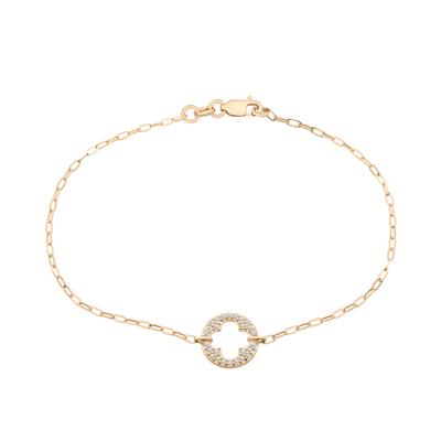 Diamond Clover Bracelet in 10K Yellow Gold (1/7 ct. tw.)