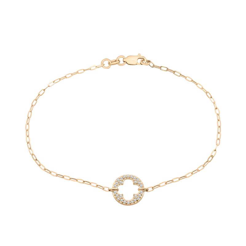 Diamond Quatrefoil Bracelet in 10K Yellow Gold &#40;1/7 ct. tw.&#41; – Image 1 of 1