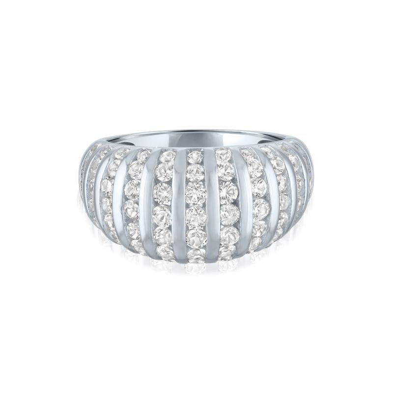 White Sapphire Graduated Wide Band in Sterling Silver – Image 1 of 4