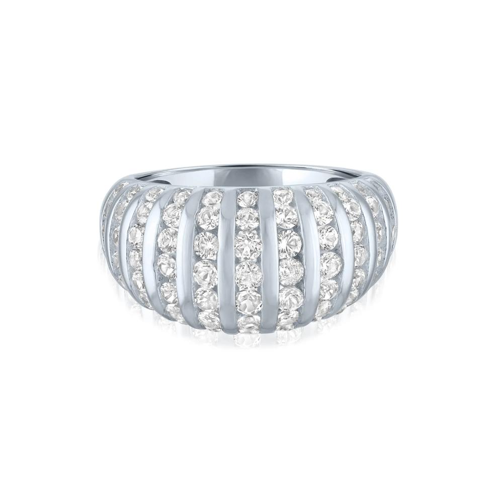 White Sapphire Graduated Wide Band in Sterling Silver – Image 1 of 4