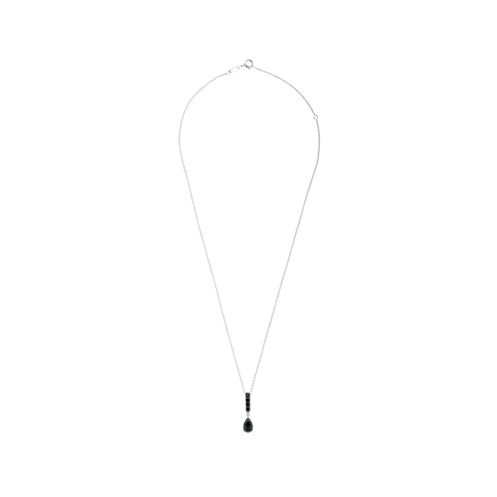 Pear-Shaped Onyx Drop Pendant in Sterling Silver – Image 3 of 4