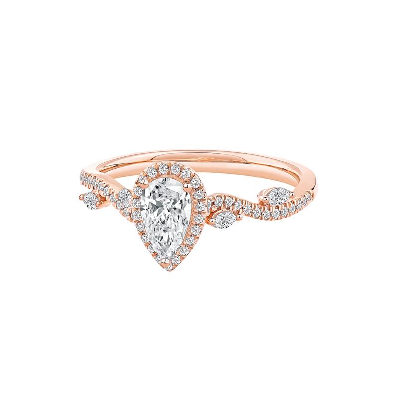 Pear-Shaped Diamond Engagement Ring with Halo in 14K Rose Gold &#40;3/4 ct. tw.&#41; – Image 4 of 4
