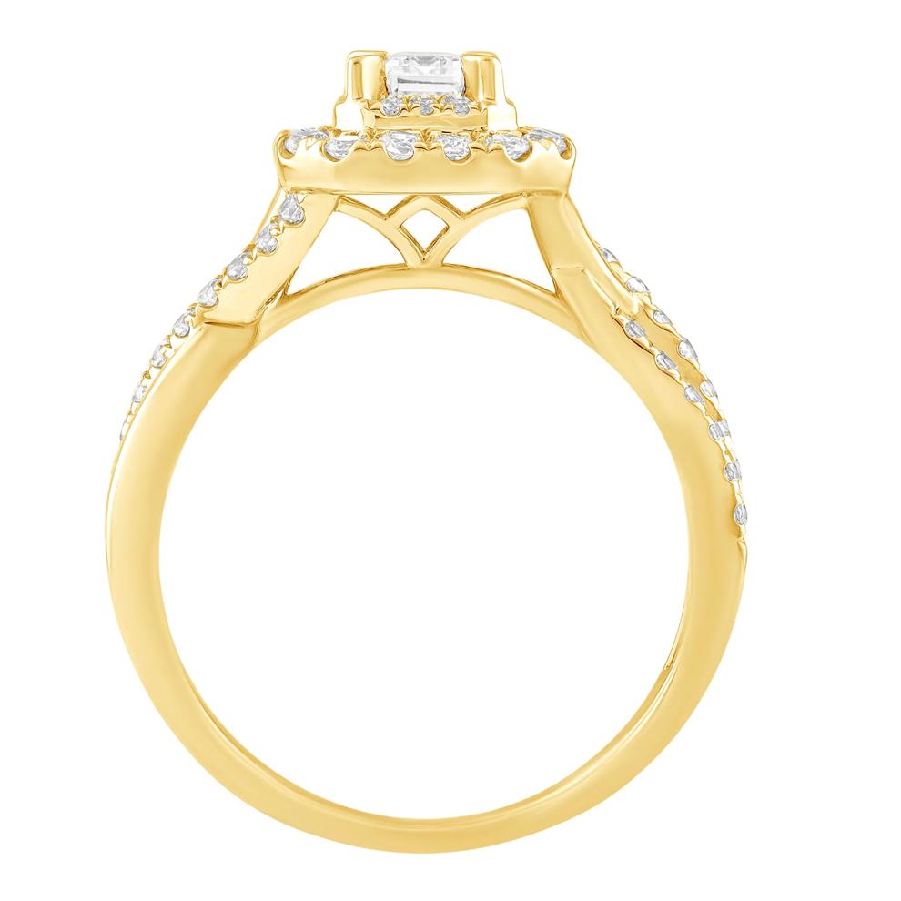 Diamond Emerald-Shape Halo Engagement Ring in 14K Yellow Gold (1 ct. tw.) – Image 2 of 3