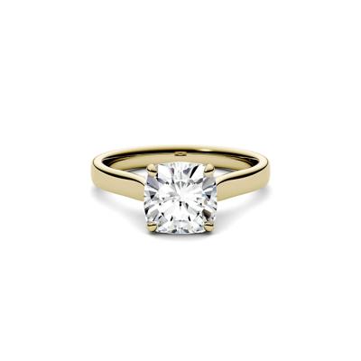 Cushion-Cut Moissanite Solitaire Ring in 14K Gold