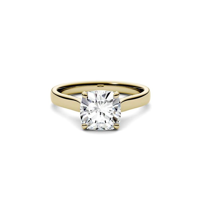 Cushion-Cut Moissanite Solitaire Ring in 14K Yellow Gold &#40;2 ct. dew&#41; – Image 1 of 4