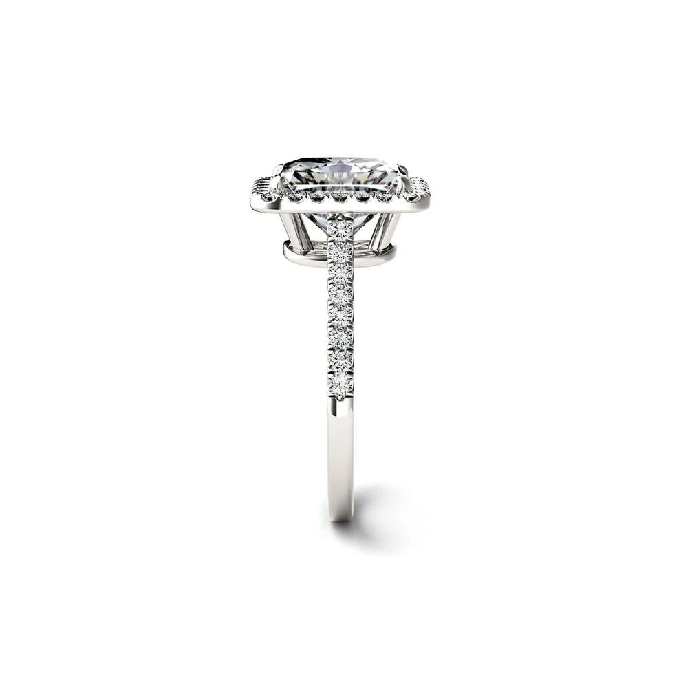 Radiant-Cut Moissanite Halo Ring in 14K White Gold (3 ct. dew) – Image 3 of 3