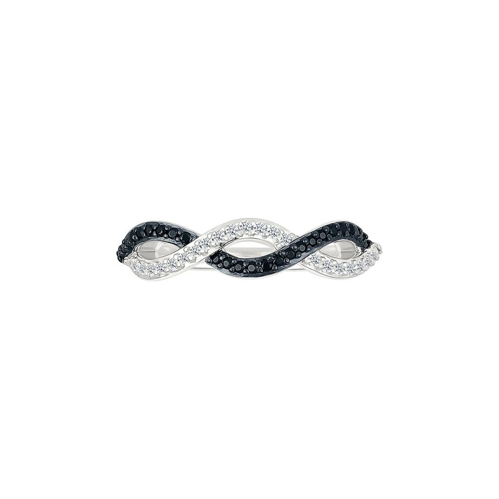 Black and White Diamond Twist Ring in Sterling Silver (1/5 ct. tw.) – Image 5 of 5