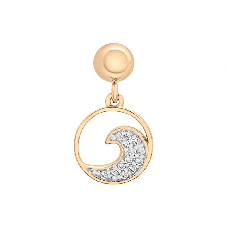 Diamond Accent Wave Disc Bead Charm in Vermeil – Image 1 of 2
