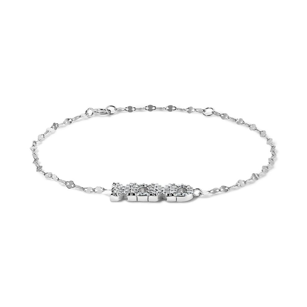 Lab-Created White Sapphire XOXO Mirror Chain Bracelet in Sterling Silver, 7.5" – Image 2 of 2