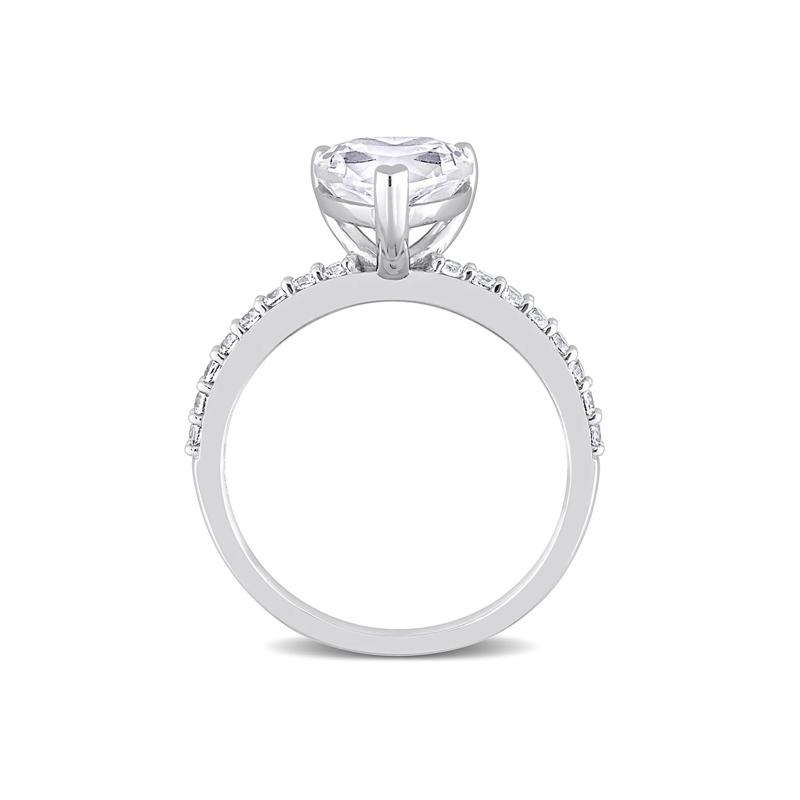 Heart-Shaped Lab Created White Sapphire Ring in 10K White Gold – Image 2 of 5