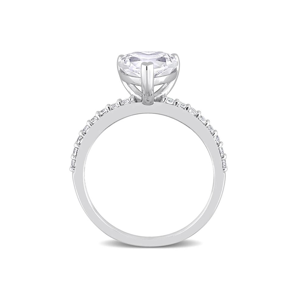 Heart-Shaped Lab Created White Sapphire Ring in 10K White Gold – Image 2 of 5