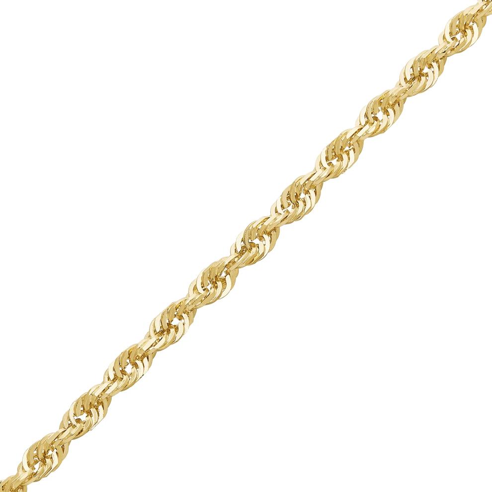 Heavy Hollow Glitter Rope Chain Necklace in 10K Yellow Gold, 18" – Image 2 of 4